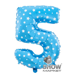 Balloon Foil Number "5" Blue Star (100cm.)