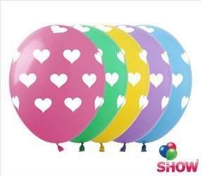 Balloons 12" "Dots-Hearts" (10 pcs.)