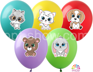 Balloons 12" with print "Animals" (10 pcs.)