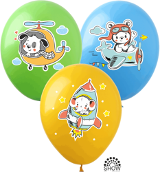 Balloons 12" with print "Animals" (10 pcs.)