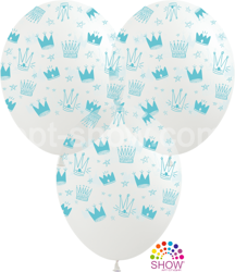 Balloons 12" with print  "Blue Crown" (10 pcs.)