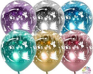 Balloons 12" with print "Christmas" (10 pcs.)