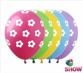 Balloons 12" with print "Flowers" (10 pcs.)