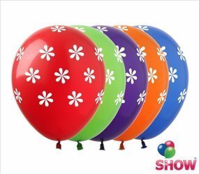 Balloons 12" with print "Flowers" (10 pcs.)