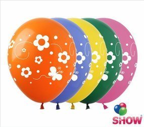 Balloons 12" with print "Flowers" (10 pcs.)