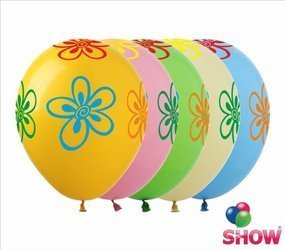 Balloons 12" with print  "Flowers" (10 pcs.)