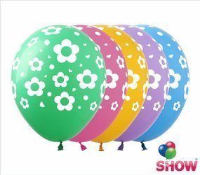 Balloons 12" with print "Flowers" (10 pcs.)