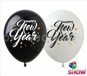 Balloons 12" with print "HAPPY NEW YEAR" (10 pcs.)