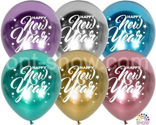 Balloons 12" with print "HAPPY NEW YEAR" (10 pcs.)