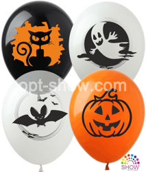 Balloons 12" with print "Halloween" (10 pcs.)