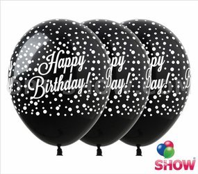 Balloons 12" with print "Happy Birthday" (10 pcs.)