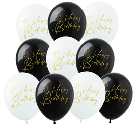 Balloons 12" with print "Happy Birthday" (10 pcs.)