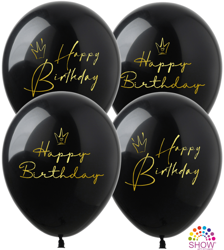 Balloons 12" with print "Happy Birthday" (10 szt.)