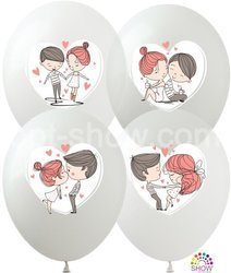 Balloons 12" with print "Love is.." (10 pcs.)