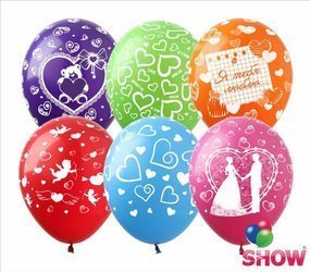 Balloons 12" with print "Mix Balloon Love" (10 pcs.)