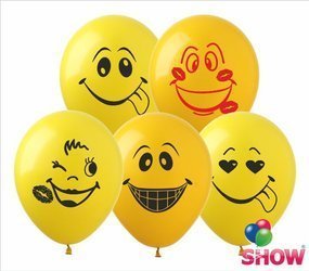 Balloons 12" with print "Smile. Emoji" (10 pcs.)