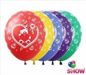 Balloons 12" with print "Teddy Bear in Love" (10 pcs.)