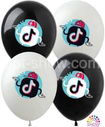 Balloons 12" with print "Tik-TOK"  (10 pcs.)