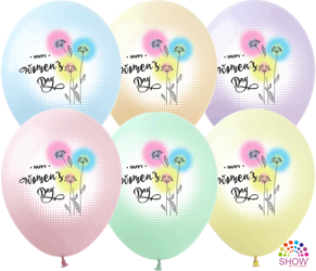 Balloons 12" with print "Woman's Day" (10 pcs.)