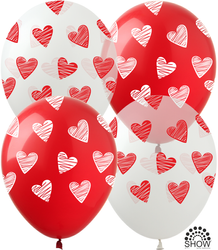 Balloons 12" with print "hearts" (10 pcs.)