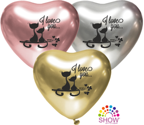 Balloons hearts  Chrome "I Love You" (10 pcs.)