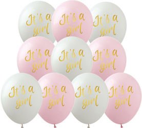 Balloons12" with print "It's a Girl" (10 pcs.)