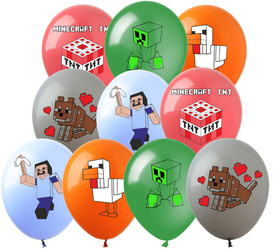 Balony gumowe z nadrukiem Game, Piksele, Minecraft (10 szt.)