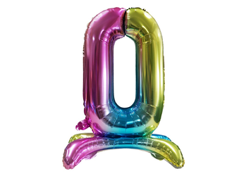 Standing Foil Balloon Number "0" Rainbow (80cm.)