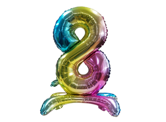 Standing Foil Balloon Number "8" Rainbow (80cm.)