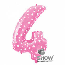 Balloon Foil Number "4" Pink with Hearts (100cm.)