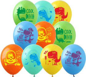 Balloons 12" with print "Dino" (10 pcs.)