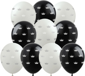 Balloons 12" with print "Silver Crown" (10 pcs.)