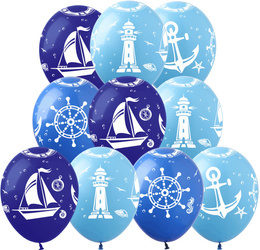 Balloons 12" with print "Maritime" (10 pcs.)